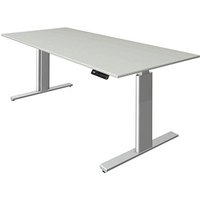 Kerkmann Move 3 tube elektrisch höhenverstellbarer Schreibtisch lichtgrau rechteckig, T-Fuß-Gestell silber 180,0 x 80,0 cm