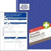 AVERY Zweckform Erste Hilfe Meldeblock Formularbuch 312 AVERY Zweckform Erste Hilfe Meldeblock Formularbuch 312
