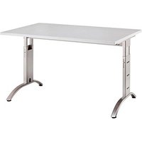 HAMMERBACHER Savona höhenverstellbarer Schreibtisch lichtgrau rechteckig, C-Fuß-Gestell silber 120,0 x 80,0 cm HAMMERBACHER Savona höhenverstellbarer Schreibtisch lichtgrau rechteckig, C-Fuß-Gestell silber 120,0 x 80,0 cm