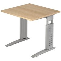 HAMMERBACHER Haziender höhenverstellbarer Schreibtisch eiche quadratisch, C-Fuß-Gestell silber 80,0 x 80,0 cm HAMMERBACHER Haziender höhenverstellbarer Schreibtisch eiche quadratisch, C-Fuß-Gestell silber 80,0 x 80,0 cm