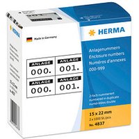 HERMA Klebenummern 4837 Zahlen, weiß/schwarz 15,0 x 22,0 mm, 2×1.000 Etiketten