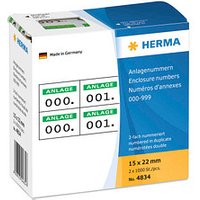 HERMA Klebenummern 4834 Zahlen, weiß/grün 15,0 x 22,0 mm, 2×1.000 Etiketten