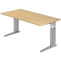 HAMMERBACHER Haziender höhenverstellbarer Schreibtisch ahorn rechteckig, C-Fuß-Gestell silber 160,0 x 80,0 cm HAMMERBACHER Haziender höhenverstellbarer Schreibtisch ahorn rechteckig, C-Fuß-Gestell silber 160,0 x 80,0 cm