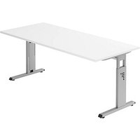 HAMMERBACHER Gradeo höhenverstellbarer Schreibtisch weiß rechteckig, C-Fuß-Gestell silber 180,0 x 80,0 cm HAMMERBACHER Gradeo höhenverstellbarer Schreibtisch weiß rechteckig, C-Fuß-Gestell silber 180,0 x 80,0 cm