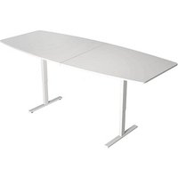 Kerkmann Konferenztisch Move 3 weiß Tonnenform, T-Fuß-Gestell weiß, 250,0 x 100,0 x 72,0 – 120,0 cm