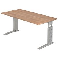 HAMMERBACHER Haziender höhenverstellbarer Schreibtisch nussbaum rechteckig, C-Fuß-Gestell silber 160,0 x 80,0 cm HAMMERBACHER Haziender höhenverstellbarer Schreibtisch nussbaum rechteckig, C-Fuß-Gestell silber 160,0 x 80,0 cm