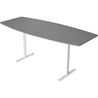 Kerkmann Konferenztisch Move 3 grafit Tonnenform, T-Fuß-Gestell weiß, 250,0 x 100,0 x 72,0 – 120,0 cm
