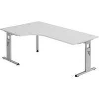 HAMMERBACHER Gradeo höhenverstellbarer Schreibtisch lichtgrau L-Form, C-Fuß-Gestell silber 200,0 x 80,0/120,0 cm HAMMERBACHER Gradeo höhenverstellbarer Schreibtisch lichtgrau L-Form, C-Fuß-Gestell silber 200,0 x 80,0/120,0 cm