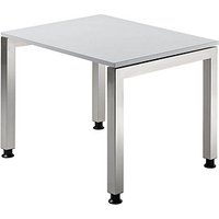 HAMMERBACHER JS08 höhenverstellbarer Schreibtisch lichtgrau rechteckig, 4-Fuß-Gestell silber 80,0 x 80,0 cm HAMMERBACHER JS08 höhenverstellbarer Schreibtisch lichtgrau rechteckig, 4-Fuß-Gestell silber 80,0 x 80,0 cm
