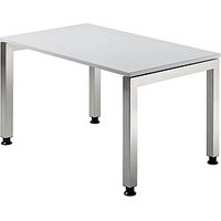 HAMMERBACHER JS12 höhenverstellbarer Schreibtisch lichtgrau rechteckig, 4-Fuß-Gestell silber 120,0 x 80,0 cm HAMMERBACHER JS12 höhenverstellbarer Schreibtisch lichtgrau rechteckig, 4-Fuß-Gestell silber 120,0 x 80,0 cm