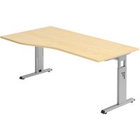 HAMMERBACHER Gradeo höhenverstellbarer Schreibtisch ahorn Trapezform, C-Fuß-Gestell silber 180,0 x 80,0/100,0 cm HAMMERBACHER Gradeo höhenverstellbarer Schreibtisch ahorn Trapezform, C-Fuß-Gestell silber 180,0 x 80,0/100,0 cm