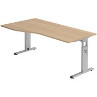 HAMMERBACHER Gradeo höhenverstellbarer Schreibtisch eiche Trapezform, C-Fuß-Gestell silber 180,0 x 80,0/100,0 cm HAMMERBACHER Gradeo höhenverstellbarer Schreibtisch eiche Trapezform, C-Fuß-Gestell silber 180,0 x 80,0/100,0 cm