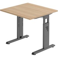 HAMMERBACHER OS 08 höhenverstellbarer Schreibtisch eiche quadratisch, C-Fuß-Gestell grau 80,0 x 80,0 cm HAMMERBACHER OS 08 höhenverstellbarer Schreibtisch eiche quadratisch, C-Fuß-Gestell grau 80,0 x 80,0 cm