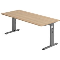 HAMMERBACHER OS 19 höhenverstellbarer Schreibtisch eiche rechteckig, C-Fuß-Gestell grau 180,0 x 80,0 cm HAMMERBACHER OS 19 höhenverstellbarer Schreibtisch eiche rechteckig, C-Fuß-Gestell grau 180,0 x 80,0 cm