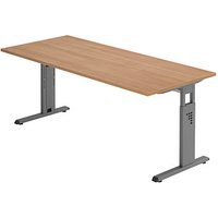 HAMMERBACHER OS 19 höhenverstellbarer Schreibtisch nussbaum rechteckig, C-Fuß-Gestell grau 180,0 x 80,0 cm HAMMERBACHER OS 19 höhenverstellbarer Schreibtisch nussbaum rechteckig, C-Fuß-Gestell grau 180,0 x 80,0 cm