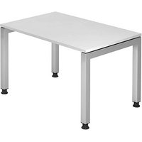 HAMMERBACHER Prokura höhenverstellbarer Schreibtisch weiß rechteckig, 4-Fuß-Gestell silber 120,0 x 80,0 cm HAMMERBACHER Prokura höhenverstellbarer Schreibtisch weiß rechteckig, 4-Fuß-Gestell silber 120,0 x 80,0 cm