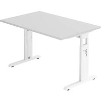 HAMMERBACHER OS 12 Gradeo höhenverstellbarer Schreibtisch lichtgrau rechteckig, C-Fuß-Gestell weiß 120,0 x 80,0 cm HAMMERBACHER OS 12 Gradeo höhenverstellbarer Schreibtisch lichtgrau rechteckig, C-Fuß-Gestell weiß 120,0 x 80,0 cm