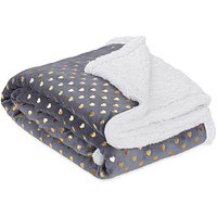 relaxdays Kuscheldecke grau, weiß, goldene Herzen 150,0 x 200,0 cm
