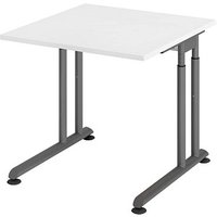 HAMMERBACHER Popular höhenverstellbarer Schreibtisch weiß quadratisch, C-Fuß-Gestell grau 80,0 x 80,0 cm HAMMERBACHER Popular höhenverstellbarer Schreibtisch weiß quadratisch, C-Fuß-Gestell grau 80,0 x 80,0 cm