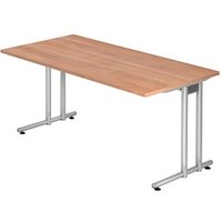 HAMMERBACHER NS16 Schreibtisch nussbaum rechteckig, C-Fuß-Gestell silber 160,0 x 80,0 cm HAMMERBACHER NS16 Schreibtisch nussbaum rechteckig, C-Fuß-Gestell silber 160,0 x 80,0 cm