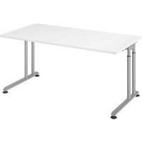 HAMMERBACHER Popular höhenverstellbarer Schreibtisch weiß rechteckig, C-Fuß-Gestell silber 160,0 x 80,0 cm HAMMERBACHER Popular höhenverstellbarer Schreibtisch weiß rechteckig, C-Fuß-Gestell silber 160,0 x 80,0 cm