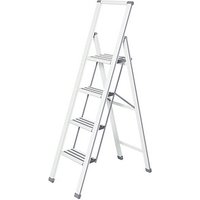 WENKO Stehleiter einseitig silber 4 Stufen, H: 144,0 cm