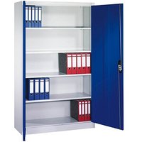 CP Stahlschrank C 2000 Acurado 9460-000 S10694 lichtgrau, enzianblau 120,0 x 40,0 x 195,0 cm, aufgebaut