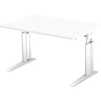 HAMMERBACHER Haziender höhenverstellbarer Schreibtisch weiß rechteckig, C-Fuß-Gestell weiß 120,0 x 80,0 cm HAMMERBACHER Haziender höhenverstellbarer Schreibtisch weiß rechteckig, C-Fuß-Gestell weiß 120,0 x 80,0 cm