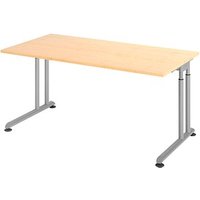 HAMMERBACHER Popular höhenverstellbarer Schreibtisch ahorn rechteckig, C-Fuß-Gestell silber 160,0 x 80,0 cm HAMMERBACHER Popular höhenverstellbarer Schreibtisch ahorn rechteckig, C-Fuß-Gestell silber 160,0 x 80,0 cm