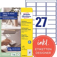 270 AVERY Zweckform Etiketten weiß 63,5 x 29,6 mm 270 AVERY Zweckform Etiketten weiß 63,5 x 29,6 mm