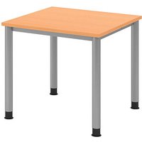 HAMMERBACHER HS08 höhenverstellbarer Schreibtisch buche quadratisch, 4-Fuß-Gestell silber 80,0 x 80,0 cm HAMMERBACHER HS08 höhenverstellbarer Schreibtisch buche quadratisch, 4-Fuß-Gestell silber 80,0 x 80,0 cm