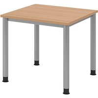 HAMMERBACHER HS08 höhenverstellbarer Schreibtisch eiche quadratisch, 4-Fuß-Gestell silber 80,0 x 80,0 cm HAMMERBACHER HS08 höhenverstellbarer Schreibtisch eiche quadratisch, 4-Fuß-Gestell silber 80,0 x 80,0 cm