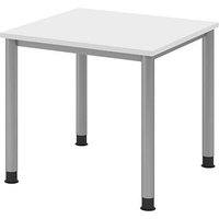 HAMMERBACHER HS08 höhenverstellbarer Schreibtisch weiß quadratisch, 4-Fuß-Gestell silber 80,0 x 80,0 cm HAMMERBACHER HS08 höhenverstellbarer Schreibtisch weiß quadratisch, 4-Fuß-Gestell silber 80,0 x 80,0 cm