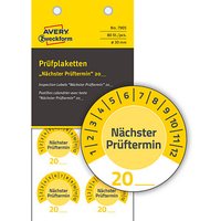 80 AVERY Zweckform Prüfplaketten 7905 gelb 30,0 x 30,0 mm 80 AVERY Zweckform Prüfplaketten 7905 gelb 30,0 x 30,0 mm