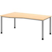 HAMMERBACHER HS18 höhenverstellbarer Schreibtisch ahorn Trapezform, 4-Fuß-Gestell silber 180,0 x 80,0/100,0 cm HAMMERBACHER HS18 höhenverstellbarer Schreibtisch ahorn Trapezform, 4-Fuß-Gestell silber 180,0 x 80,0/100,0 cm