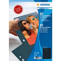 10 HERMA Fotosichthüllen Fotophan 9×13 cm schwarz genarbt