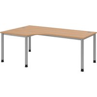 HAMMERBACHER HS82 höhenverstellbarer Schreibtisch eiche L-Form, 5-Fuß-Gestell silber 200,0 x 80,0/120,0 cm HAMMERBACHER HS82 höhenverstellbarer Schreibtisch eiche L-Form, 5-Fuß-Gestell silber 200,0 x 80,0/120,0 cm