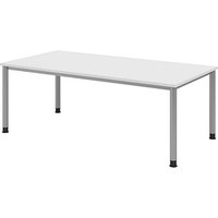 HAMMERBACHER HS2E höhenverstellbarer Schreibtisch weiß rechteckig, 4-Fuß-Gestell silber 200,0 x 100,0 cm HAMMERBACHER HS2E höhenverstellbarer Schreibtisch weiß rechteckig, 4-Fuß-Gestell silber 200,0 x 100,0 cm