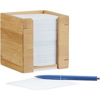 relaxdays Zettelbox braun inkl. 900 Notizzettel