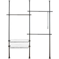 WENKO Teleskop-Garderobe Herkules Duo 50631100 schwarz Metall 164,0 – 215,0 x 165,0 – 300,0 cm