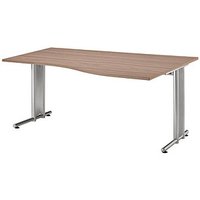 HAMMERBACHER NS18 Schreibtisch nussbaum Trapezform, C-Fuß-Gestell silber 180,0 x 80,0/100,0 cm HAMMERBACHER NS18 Schreibtisch nussbaum Trapezform, C-Fuß-Gestell silber 180,0 x 80,0/100,0 cm