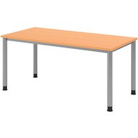 HAMMERBACHER HS16 höhenverstellbarer Schreibtisch buche rechteckig, 4-Fuß-Gestell silber 160,0 x 80,0 cm HAMMERBACHER HS16 höhenverstellbarer Schreibtisch buche rechteckig, 4-Fuß-Gestell silber 160,0 x 80,0 cm