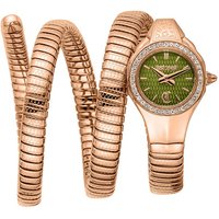 Just Cavalli Time Quarzuhr Signature Snake JC1L355M0045 – Damenuhr, Roségold, Olivgrünes Zifferblatt