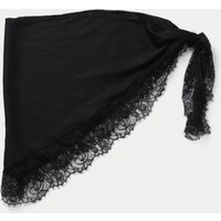 M&S Black Satin and Lace Tie Scarf Black