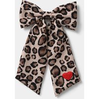 M&S Leopard Print Heart Embroidered Bow Brown