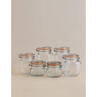 Kilner Set of 6 Square Clip Top Pantry Jars Clear