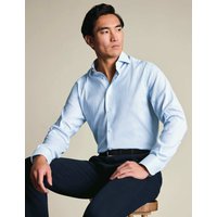 Charles Tyrwhitt Slim Fit Non Iron Cotton Blend Twill Shirt Blue Mix