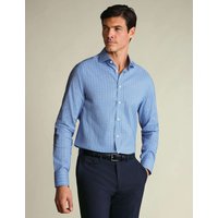 Charles Tyrwhitt Slim Fit Non Iron Cotton Blend Twill Shirt Light Blue Mix