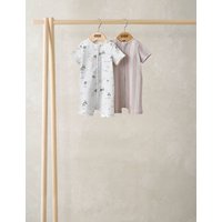 Mamas & Papas 2 Pack Pure Cotton Printed Zip Rompers (0-18 Months) Multi