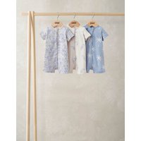 Mamas & Papas 3 Pack Pure Cotton Toucan Zip Rompers (0-18 Months) Multi